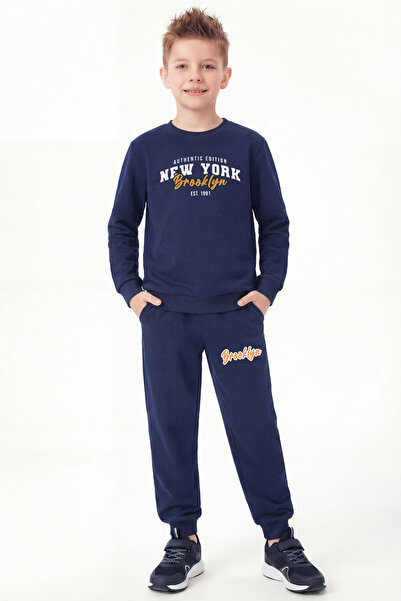 FYK KİDS Σετ αθλητικής φόρμας για αγόρια με στρογγυλή λαιμόκοψη και λεπτομέρε...