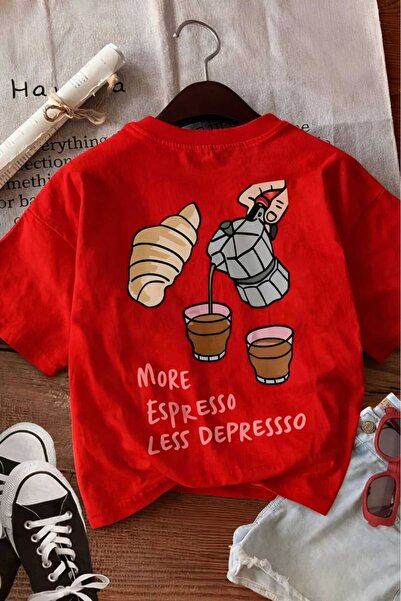 DM DOLCE MORE Παιδικό μπλουζάκι unisex με στάμπα εσπρέσο κρουβασάν 6GH5