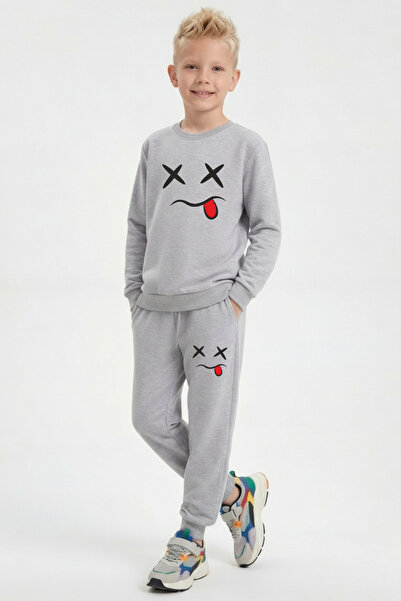 FYK KİDS Σετ αθλητικής φόρμας για αγόρια με στρογγυλή λαιμόκοψη και λεπτομέρε...