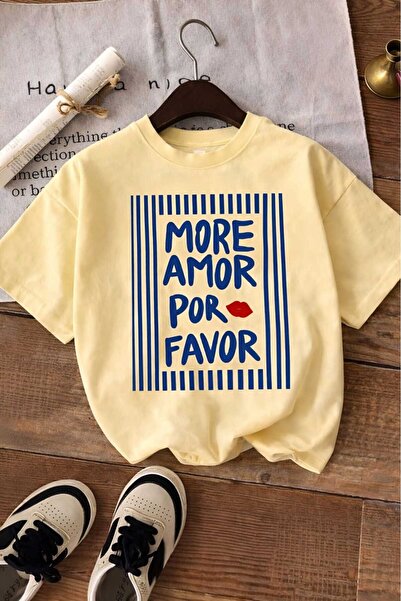 E-ROMA More Amor Por Favor Printed Unisex Children's T-Shirt 7Gh1