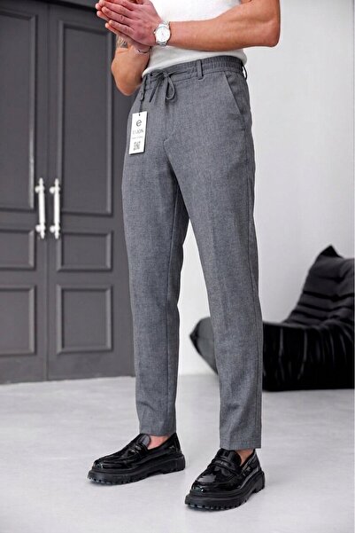 MODAMESTO Ανδρικό υφασμάτινο παντελόνι jogger με καπνιστή υφή, άνετη εφαρμογή...