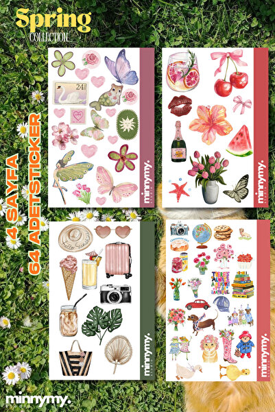 Minnymy 4lü Spring Collection Sticker, Çıkartma, Ajanda, Günlük, Planlayıcı, ...