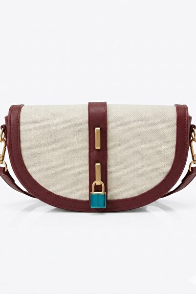 VELLABAGS Ecru Burgundy Women's Bag – Stylish Shoulder & Crossbody Bag with L...