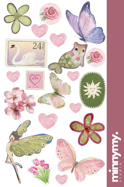 Minnymy 4-Pack Spring Collection Stickers, Decals, Agenda, Diary, Planner, Bullet Journal, Pinterest