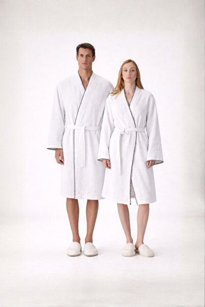 İrya Set halat de baie Loom cu 4 straturi, din muselină, cusut manual, alb