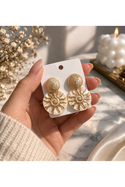 Bymiel Vintage Güneş Motifli Küpe – Şık Tasarım (Kararmaz Alerji Yapmaz 316 Ç...