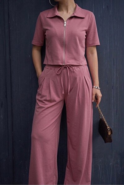 NLT Γυναικείο σετ φόρμας και μπλούζας με λεπτομέρειες και φερμουάρ