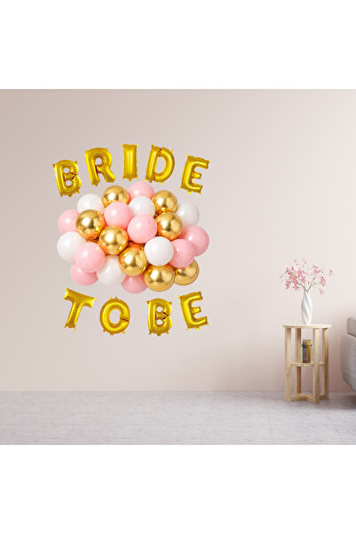 tedaks Pink Gold White Balloons with Gold Foil Letters Bride to Be Decoration