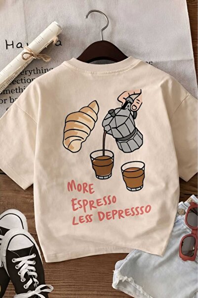 E-ROMA Παιδικό μπλουζάκι unisex με στάμπα εσπρέσο κρουβασάν 6GH5