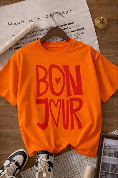 E-ROMA Bonjour Printed Unisex Children's T-Shirt 6Gh6