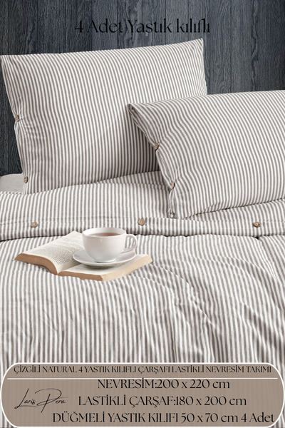 Larispera Σετ Παπλωματοθήκη King Size με Κουμπιά, Βαμβακερό Σεντόνι Ranforce,...