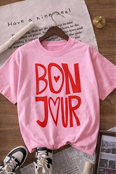 E-ROMA Bonjour Printed Unisex Children's T-Shirt 6Gh6
