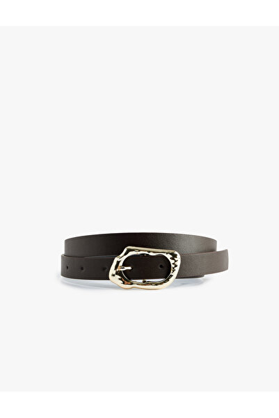 Koton Faux Leather Thin Belt with Metal Buckle