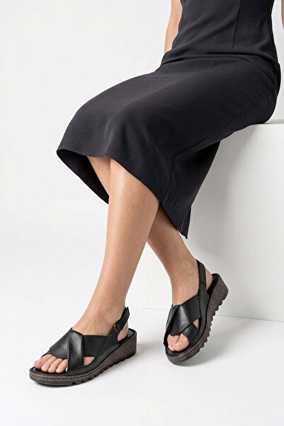 Ayakkabı Fuarı Elit 26YRhm018 Γυναικεία Ορθοπεδικά Επίπεδα Σανδάλια από Γνήσι...