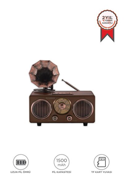 Torima Nostaljik Bluetooth Hoparlör Retro Radyo Kablosuz Speaker TF Kart FM/A...