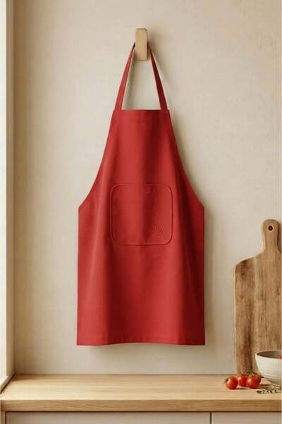 United Colors of Benetton Be-28474-Rd 100% Cotton 75*85 cm Plain Kitchen Apro...