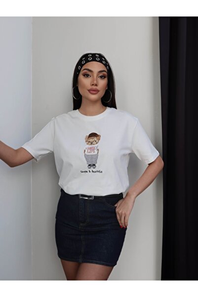 ESRAHELVACI Μπλουζάκι Teddy Bear με λαιμόκοψη ποδηλάτου