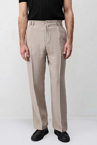 Antioch Bej Lyocell Relaxed Fit Pileli Erkek Pantolon