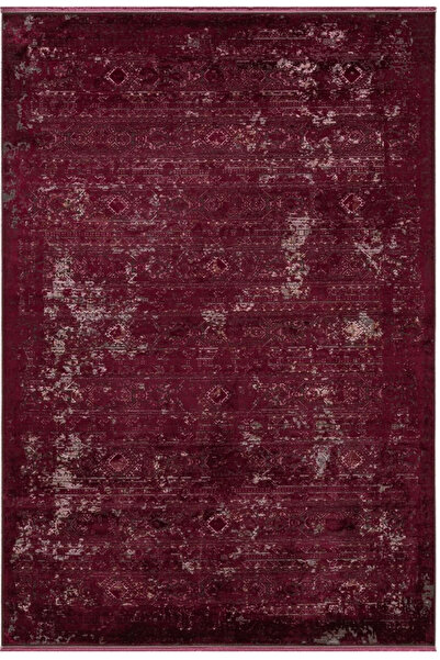 LAMAZİF Bordo Vintage İpek Halı – El Dokuma Görünümlü, Saray Esintili Premium...