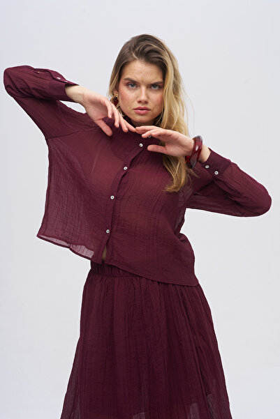 Orfeo Negro Classic Collar Transparent Shirt with Line Texture