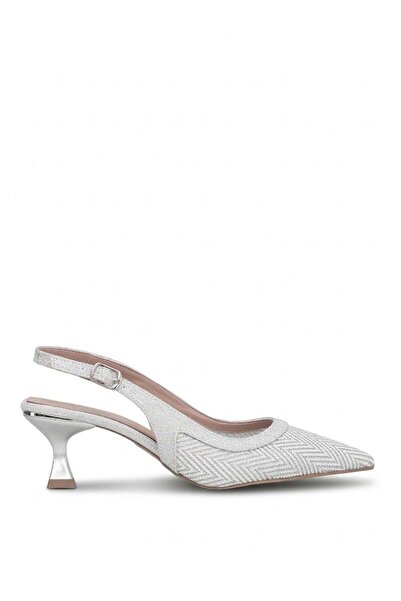 Ayakkabı Fuarı Elit PM474 K133 Γυναικεία Κλασικά Παπούτσια με Τακούνι Ασημί
