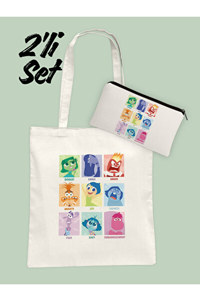 Hayali Şeyler Reverse Face Emotions Bag and Pen Holder Set of 2