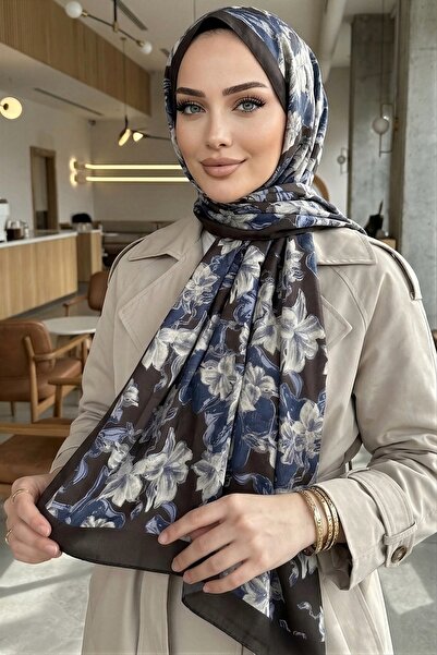 İmajButik شال رقمي ناعم منقوش باللون البني من إيشيكهان