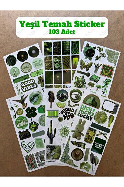 hdsticker 103 Adet Yeşil Temalı Sticker Seti Ajanda Planner Bullet Journal Sa...