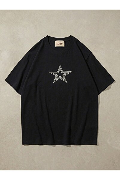 NİCE Μπλουζάκι Unisex με στάμπα Star Stroke Stone σε λευκό χρώμα