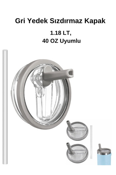 Stanley Compatible Leak-Proof Lid for Quencher 1.18 Lt Thermoses with Straw