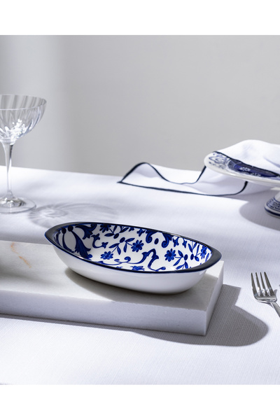 Madame Coco Reve Blue Ellis Oval Tabak - 22 cm - Mavi/Beyaz