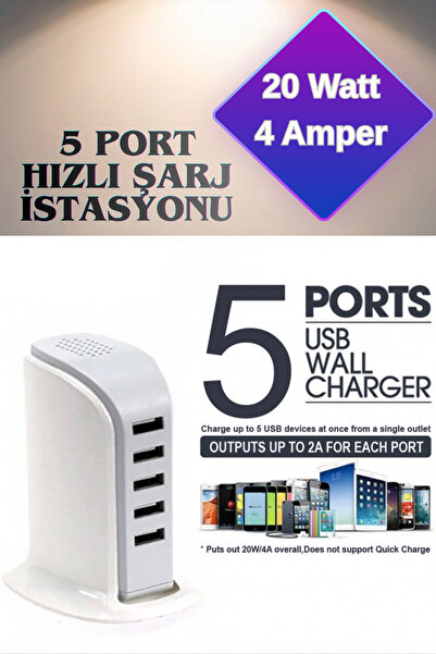 Rabelix Online Marketing 5 Portlu 20W USB Şarj İstasyonu USB HUB Çoklayıcı La...