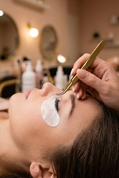 Mas'dala EGAR Profesyonel Altın İpek Kirpik Cımbızı Hassas Tutuş L Tipi Volume Lash Tweezers