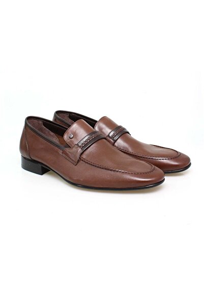 FRANCO CALVANI Nut Color Laceless Genuine Leather Men's Shoes