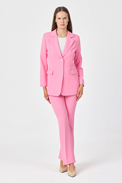 pembekurdelem Γυναικείο Σετ Σακάκι-Παντελόνι Ροζ