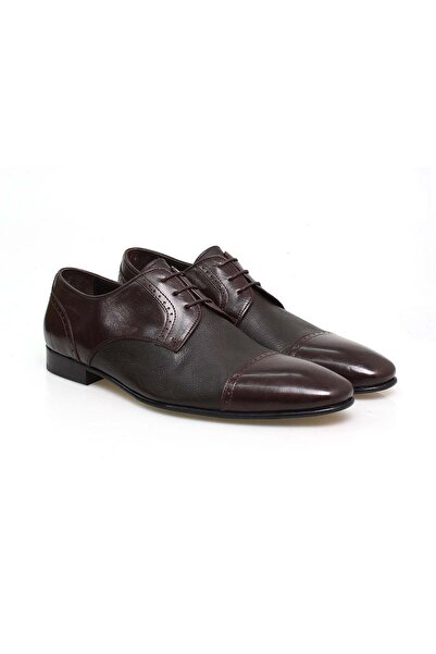 FRANCO CALVANI Brown Lace-Up Genuine Leather Men's Shoes