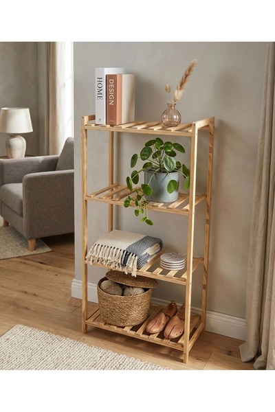 ArdaMarket 4katlı ahşap banyo dolabı 4 katlı organizatör raf 45x 30 x 120