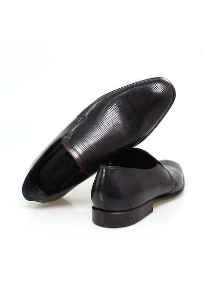 FRANCO CALVANI Black Color Laceless Genuine Leather Men's Shoes