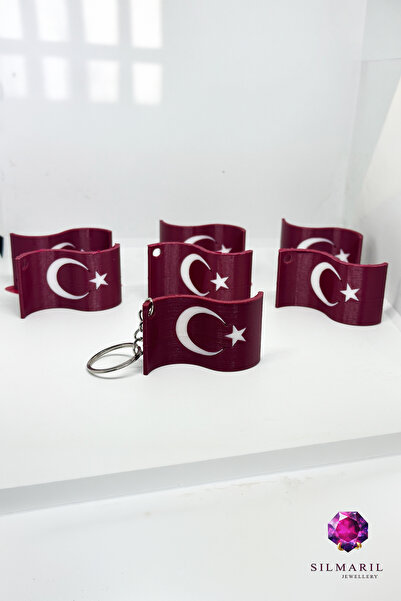 Silmaril Store Set de 6 brelocuri cu steagul turcesc, cu design ondulat, orna...