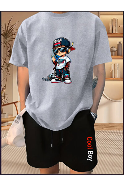 Joetsu Men's colorful custom printed shorts t-shirt set