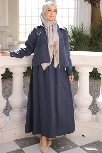 İmajButik Σετ μπλε ναυτικό με φερμουάρ και φούστα