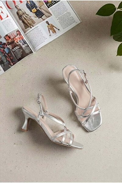 Ayakkabı Fuarı Elit ZYN4146 Γυναικεία Κλασικά Παπούτσια με Τακούνι Ασημί