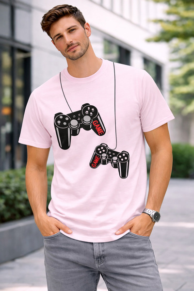 VODEXA Tricou oversize pentru bărbați GAME SLEEVES Imprimat 100% bumbac Trico...