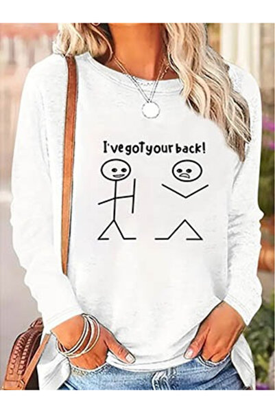 Wear Up Γυναικεία μακρυμάνικη μπλούζα με λαιμόκοψη με στάμπα βισκόζης