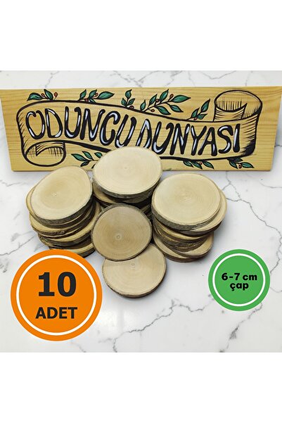 Oduncudünyası 6-7 cm (10 Adet) Doğal Ahşap Odun Kütük Dilimi