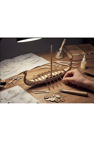 demirnesil 3D Ahşap Viking Gemisi Maketi - Lazer Kesim Puzzle Modeli