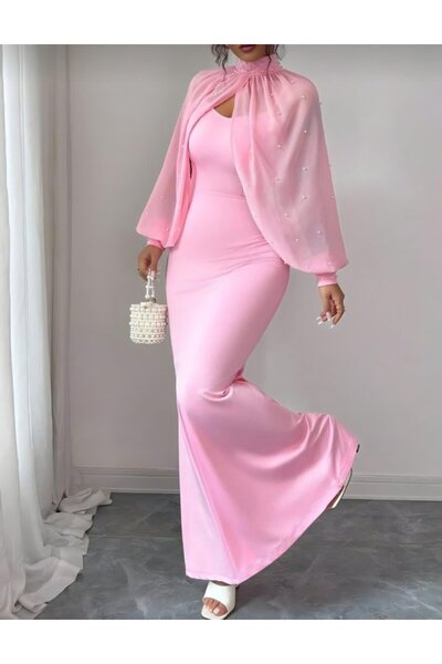 Wear Up Γυναικείο φόρεμα με λεπτομέρειες από μαργαριτάρια και τούλι, υφασμάτι...