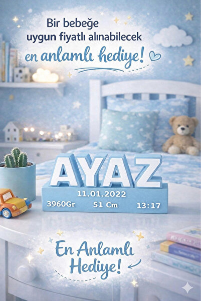 ZayaDesignLab Kişiye Özel İsimli Bebek Odası Dekorasyonu - Yenidoğan Doğum Bi...