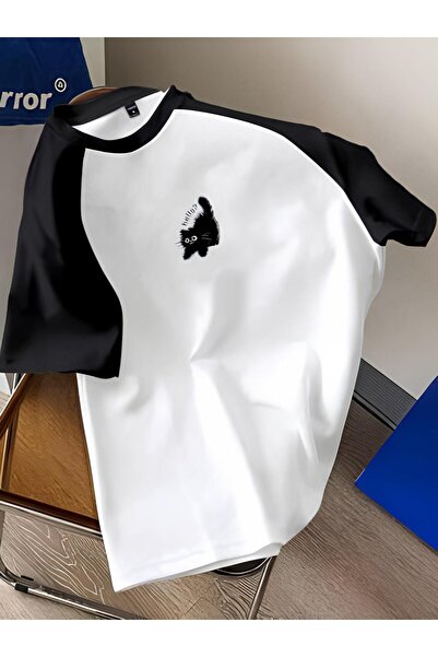 Massgai Μπλουζάκι Unisex Design με στάμπα γάτας, υπερμεγέθη, χτενισμένο βαμβα...