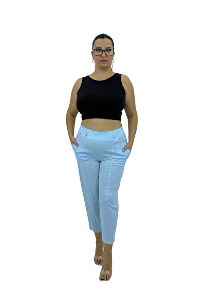 ZANESSI Plus Size Linen Mom High Waist Women's Pants